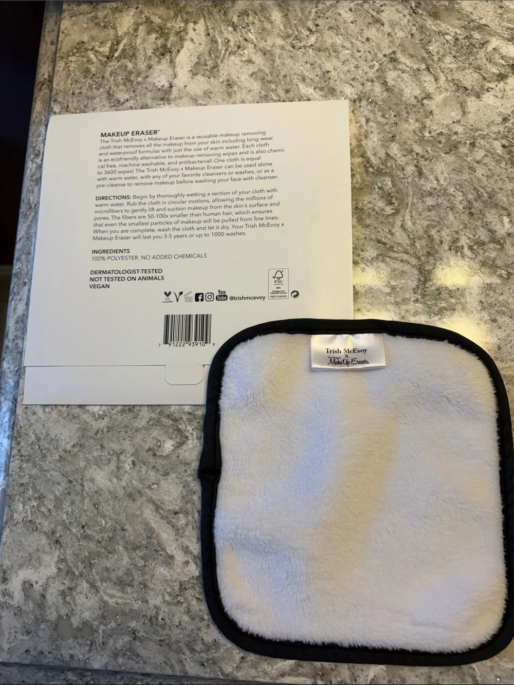 Trish McEvoy White Makeup Eraser Cloth with Black Edge